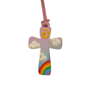 Croce cordoncino fuxia cm 4x2.5