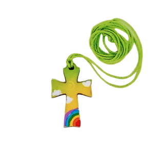 Croce cordoncino verde cm 4x2.5