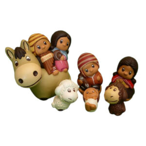 Presepe Angeli su Asinello 6 pz   cm 9