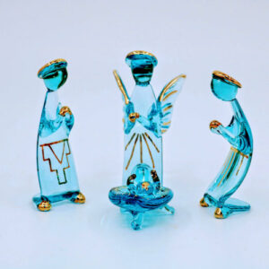 Presepe vetro blu 5 pz - cm 9