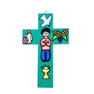 Croce Pintada Bimbo Verde Acqua cm 12