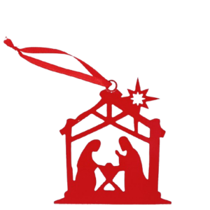Presepe da appendere rosso metallo 11x12