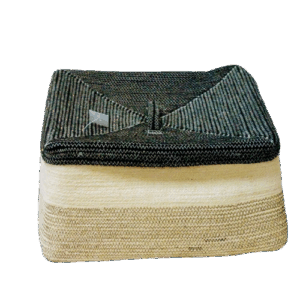 Cestone portatutto iuta toni grigio coperchio cm46x46 - H cm25