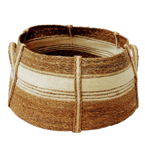 Cestone iuta/SG 2 colori. manici e inserti - D cm52 - H 24cm