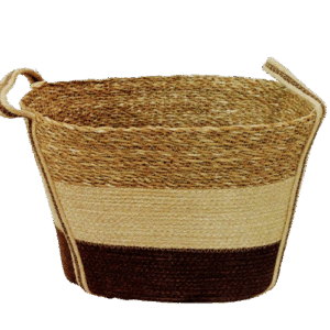 Cesto ovale juta/SG con manici toni brown -  cm37x25 - H cm24