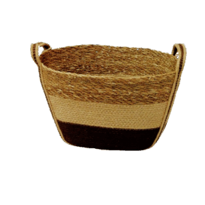 Cesto ovale juta/SG con manici toni brown -  cm33x23 - H cm21