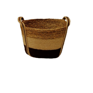 Cesto ovale juta/SG con manici toni brown -  cm25x18 - H cm17