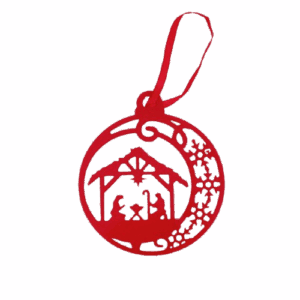 Presepe rosso fiocchi neve