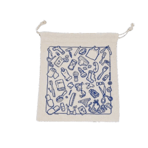 Sacchetto viaggio cm27x24 cot. naturale - stampa blu