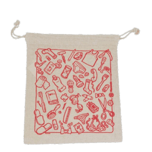 Sacchetto viaggio cm28x24 cot. naturale - stampa rossa