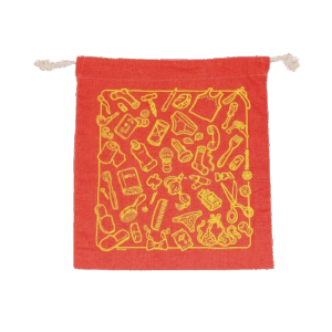 Sacchetto viaggio cm28x24 cot. rosso - stampa gialla