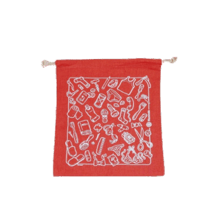 Sacchetto viaggio cm28x24 cot. rosso - stampa bianca