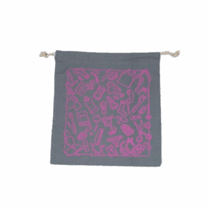 Sacchetto viaggio cm28x24 cot. grey - stampa viola