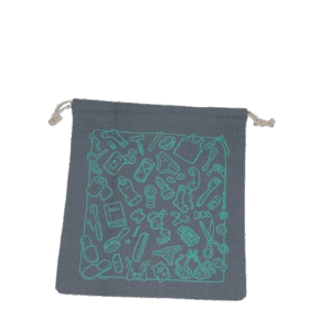 Sacchetto viaggio cm28x24 cot. grey - stampa verde