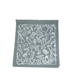 Sacca viaggio cm40x35 cot. grey - stampa bianca